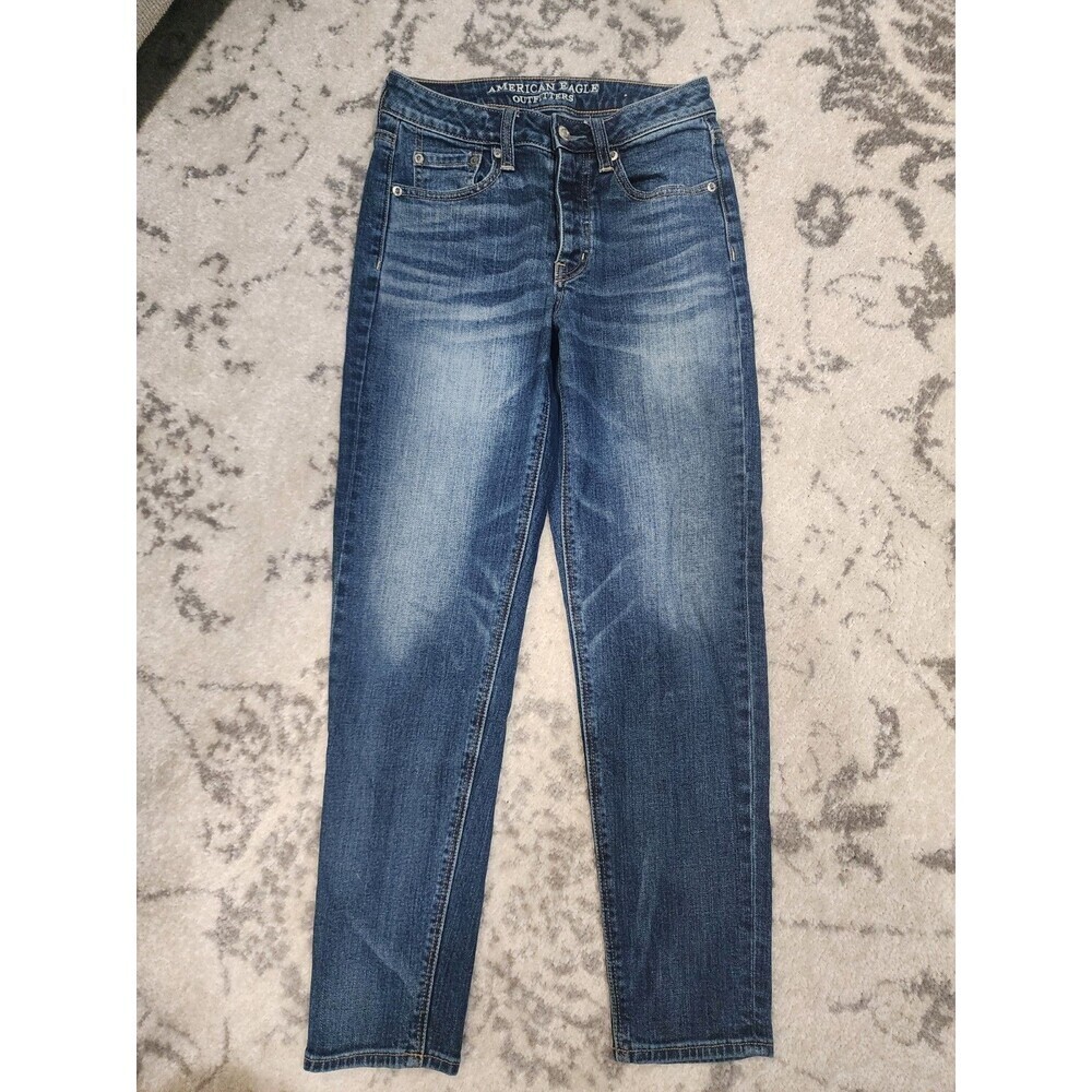 American Eagle Outfitters Vintage Hi-Rise Distressed Blue Stretch Jeans Size 2